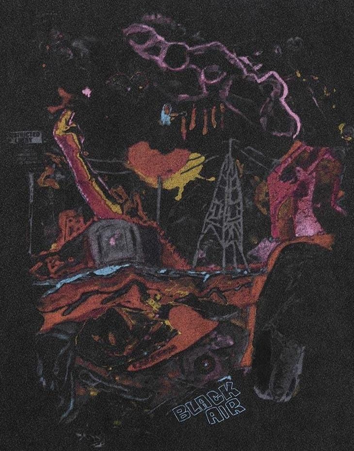 BLACK AIR Destruction Washed Cotton Oversize T-Shirt sold by Yugen Theory product image thumbnail 4