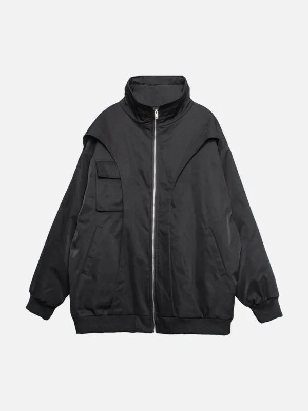 High Collar Patchwork Fake Two Winter Coat sold by Yugen Theory