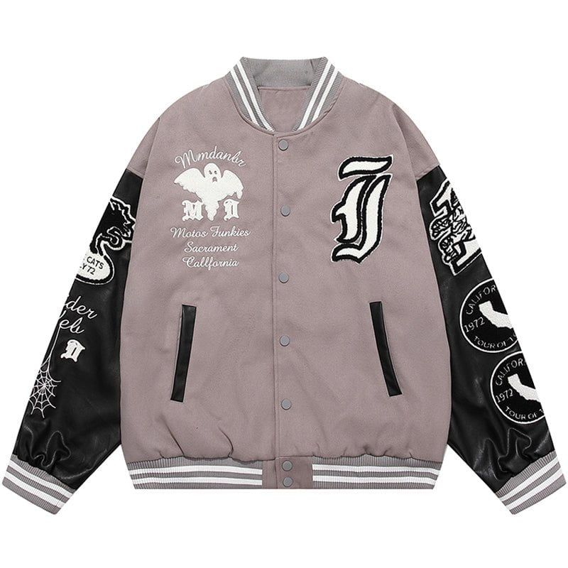 Warm Varsity Jacket Flocked Ghost sold by Yugen Theory product image thumbnail 3