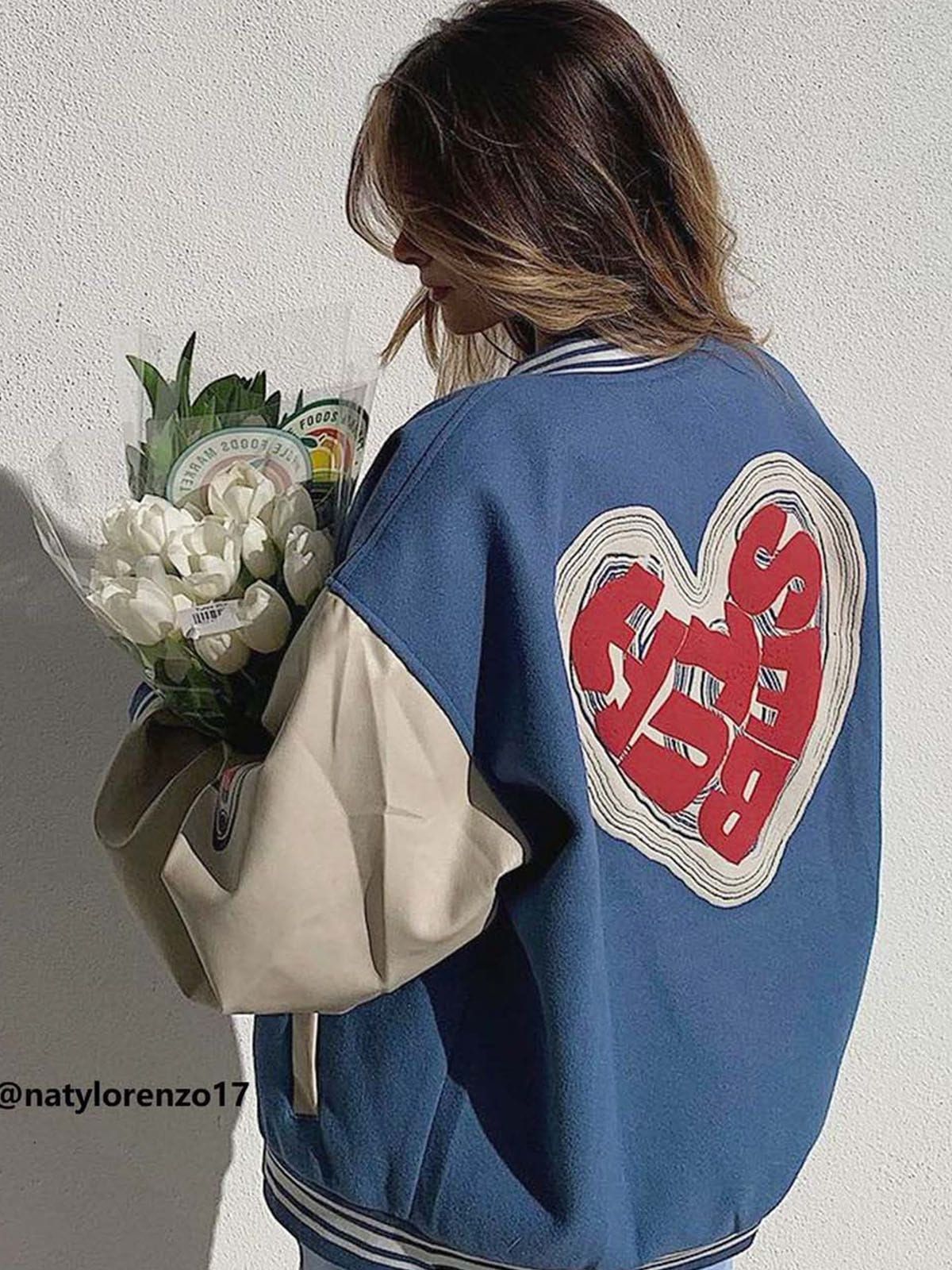 Letter Love Foaming Varsity Jacket sold by Yugen Theory product image thumbnail 2