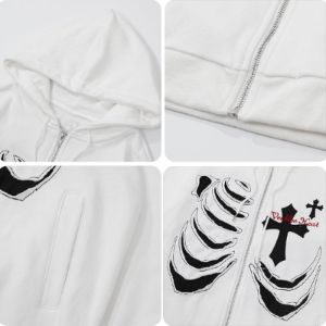 Zipper Hoodie Skeleton and Cross sold by Yugen Theory