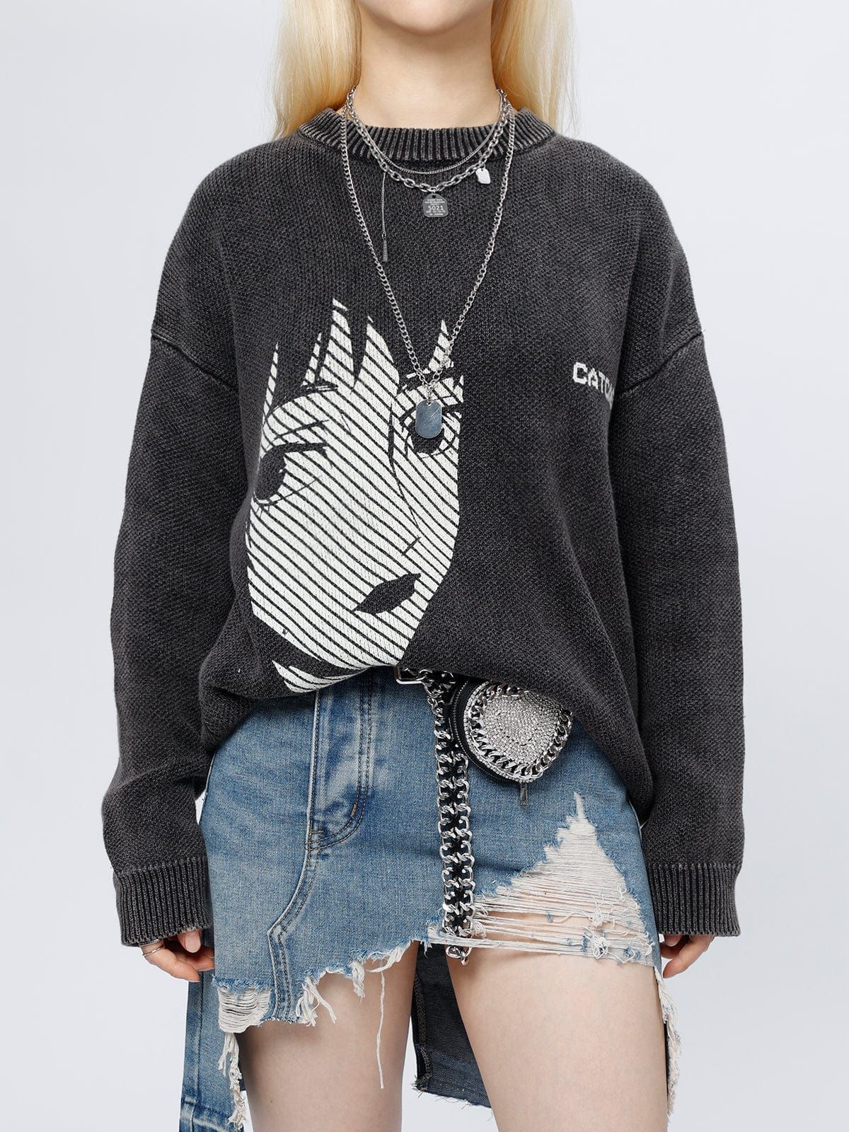 Anime Girl Print Pullover Sweater sold by Yugen Theory product image thumbnail 3