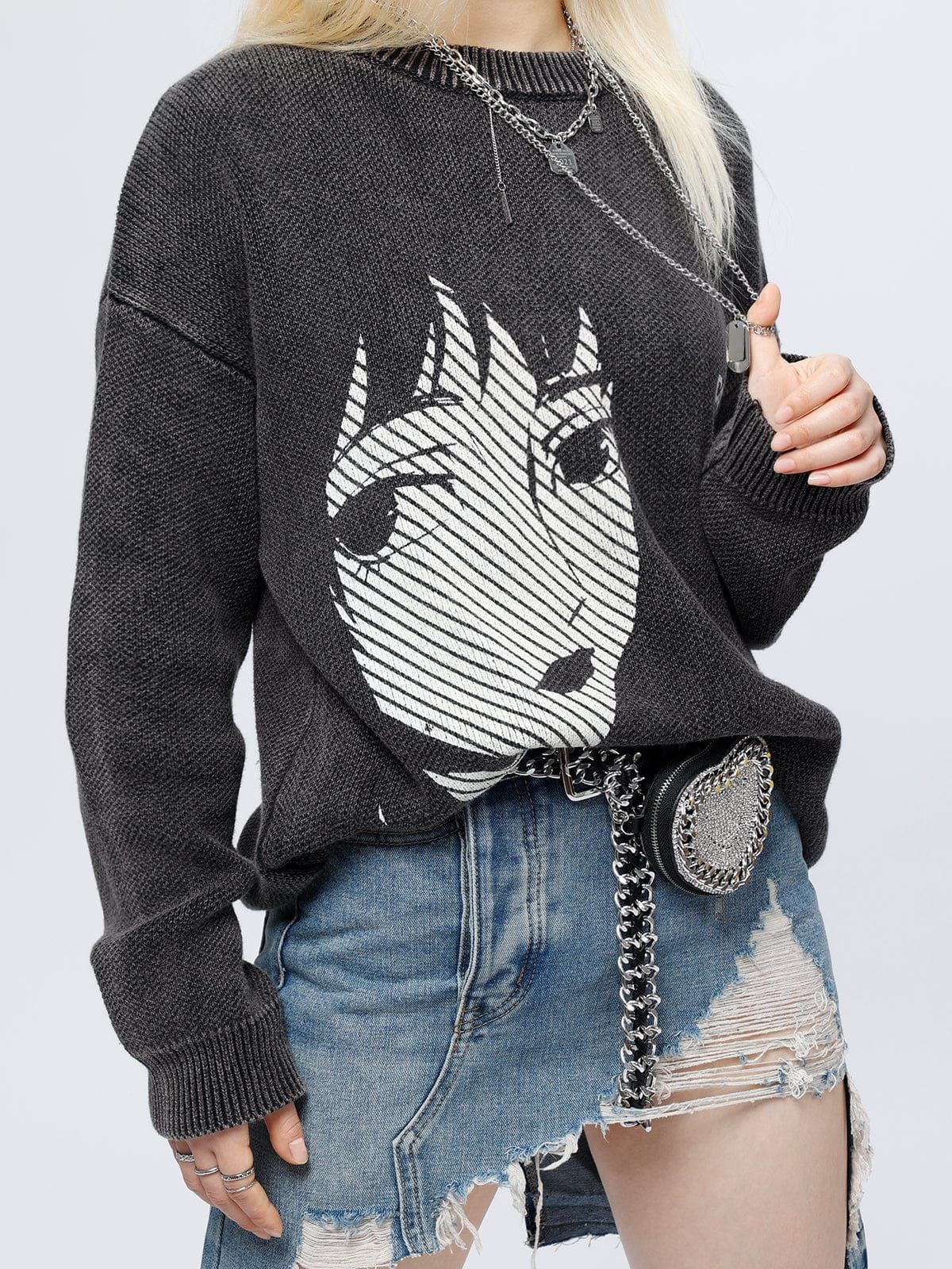Anime Girl Print Pullover Sweater sold by Yugen Theory product image thumbnail 2