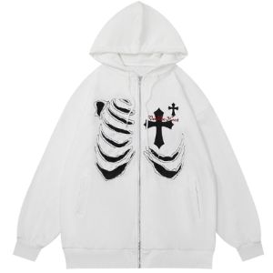 Zipper Hoodie Skeleton and Cross sold by Yugen Theory