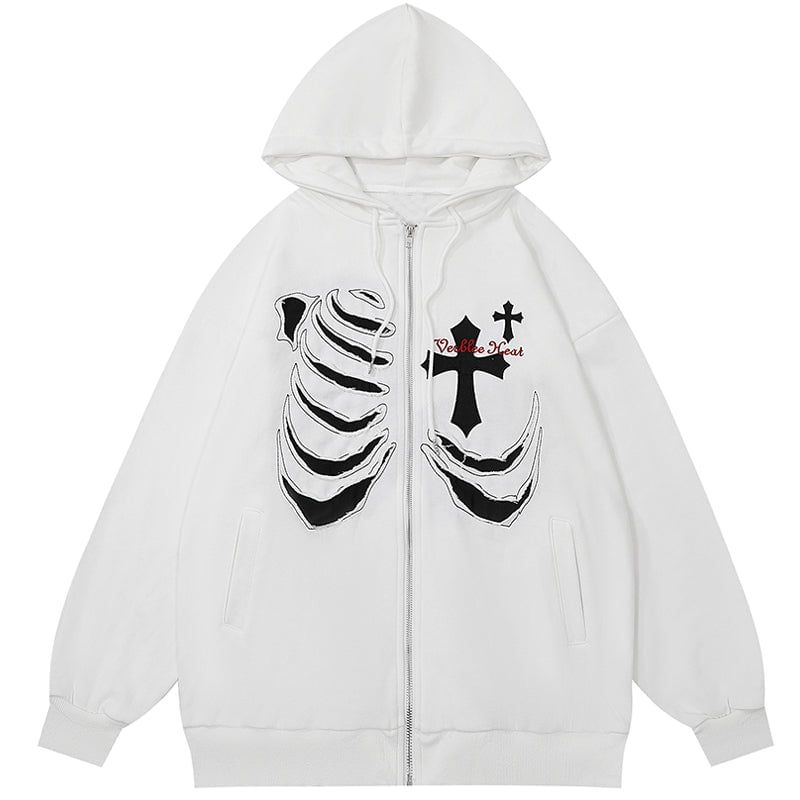 Zipper Hoodie Skeleton and Cross sold by Yugen Theory product image thumbnail 2