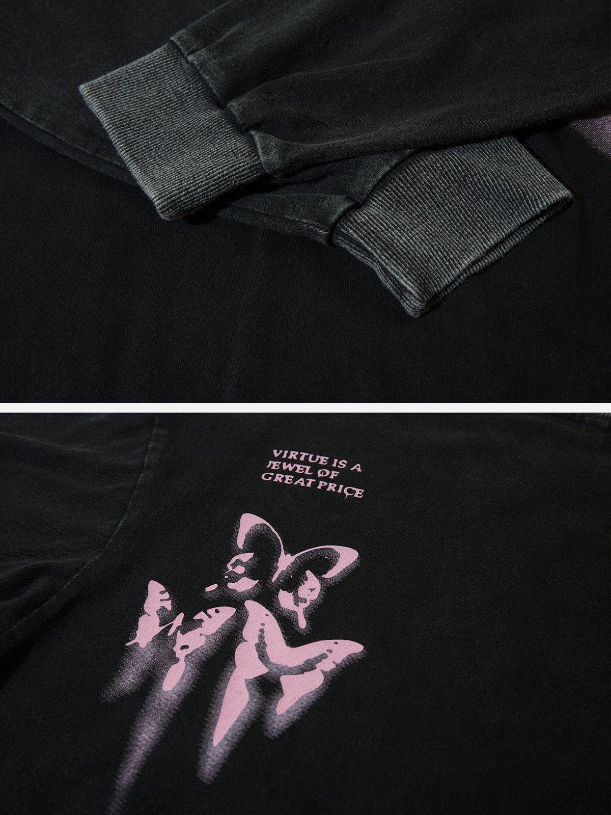 Washed Fuzzy Butterfly Sweatshirt sold by Yugen Theory product image thumbnail 3