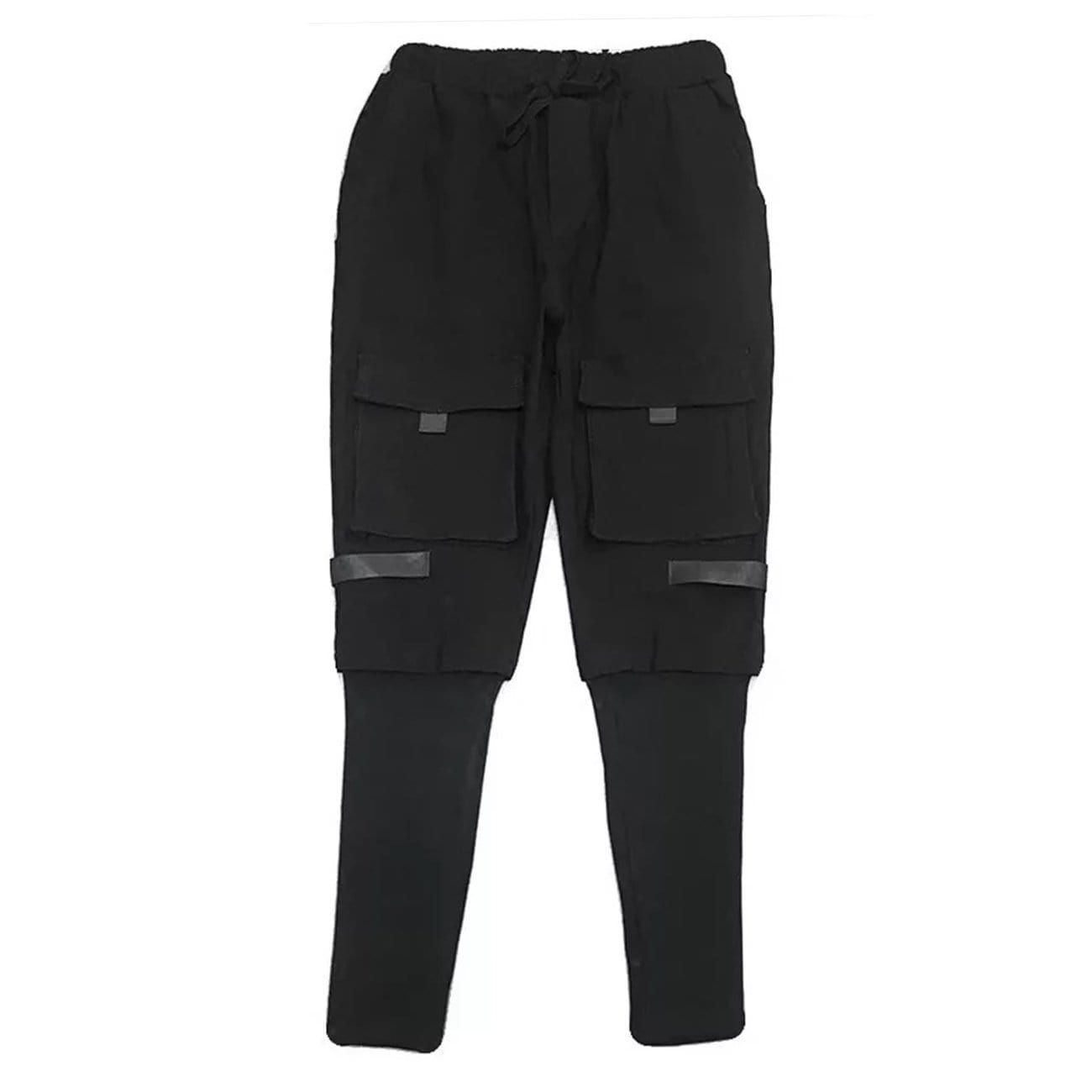 Dark Patchwork Pockets Cargo Pants sold by Yugen Theory