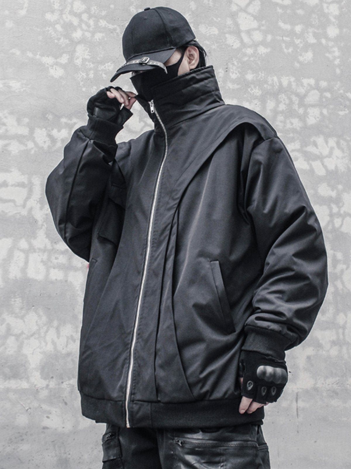 High Collar Patchwork Fake Two Winter Coat sold by Yugen Theory product image thumbnail 4