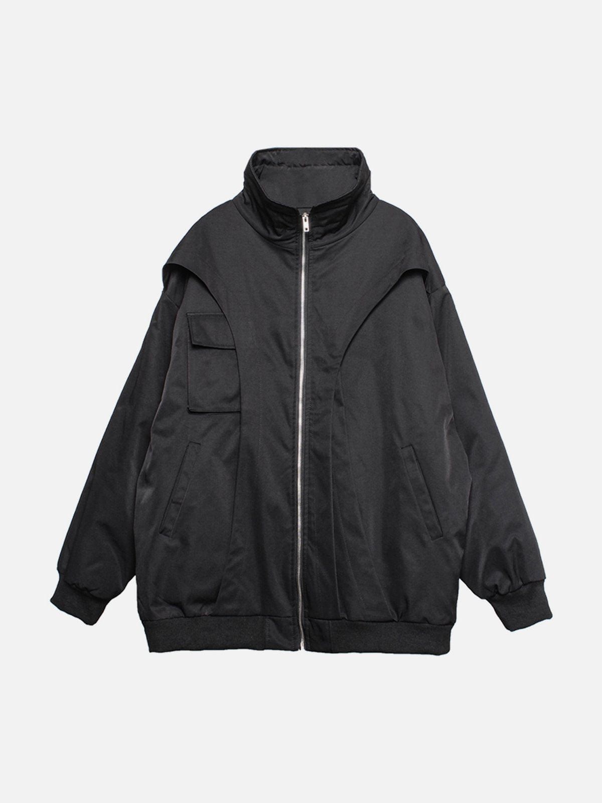 High Collar Patchwork Fake Two Winter Coat sold by Yugen Theory