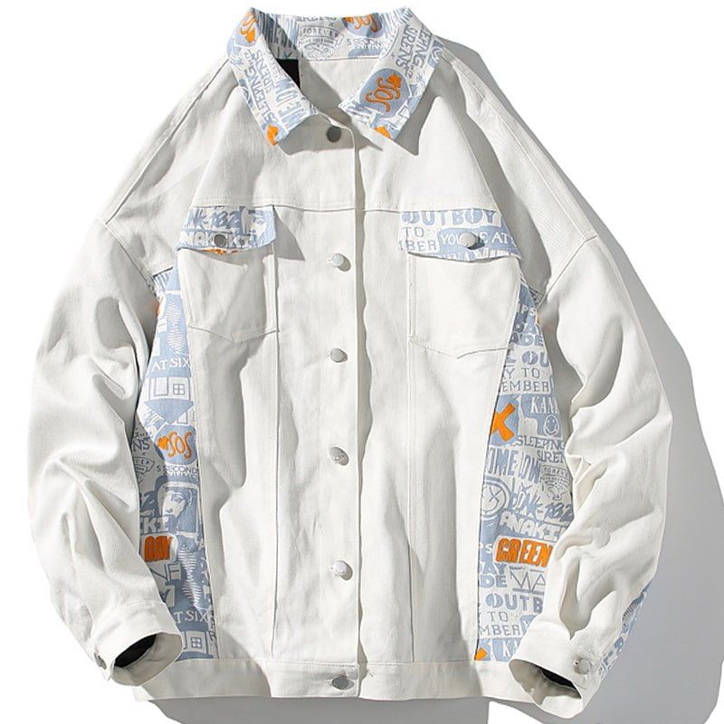 Stylish Denim Jacket Cartoon Graffiti sold by Yugen Theory