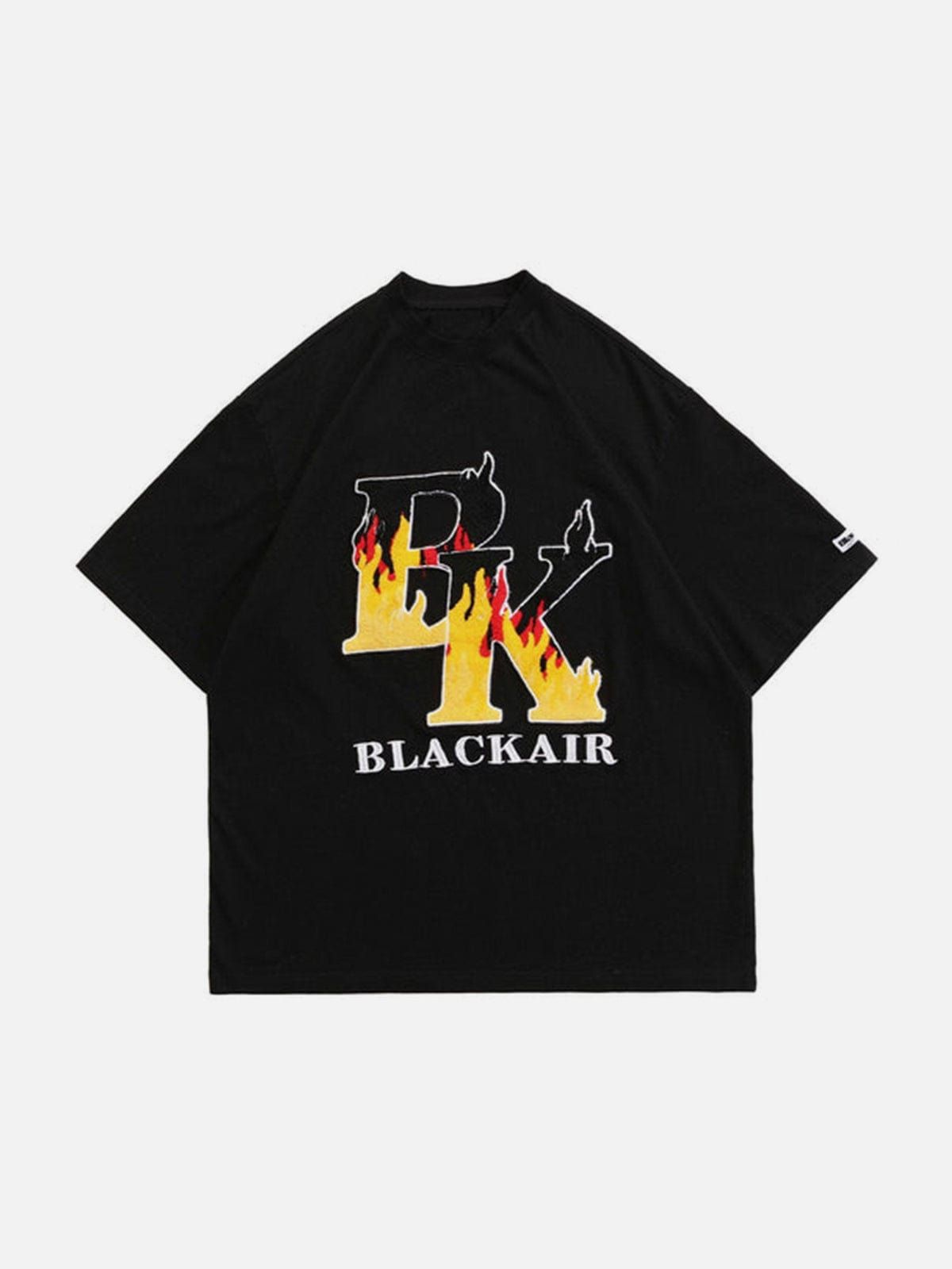Flame Letters Embroidery T-Shirt sold by Yugen Theory