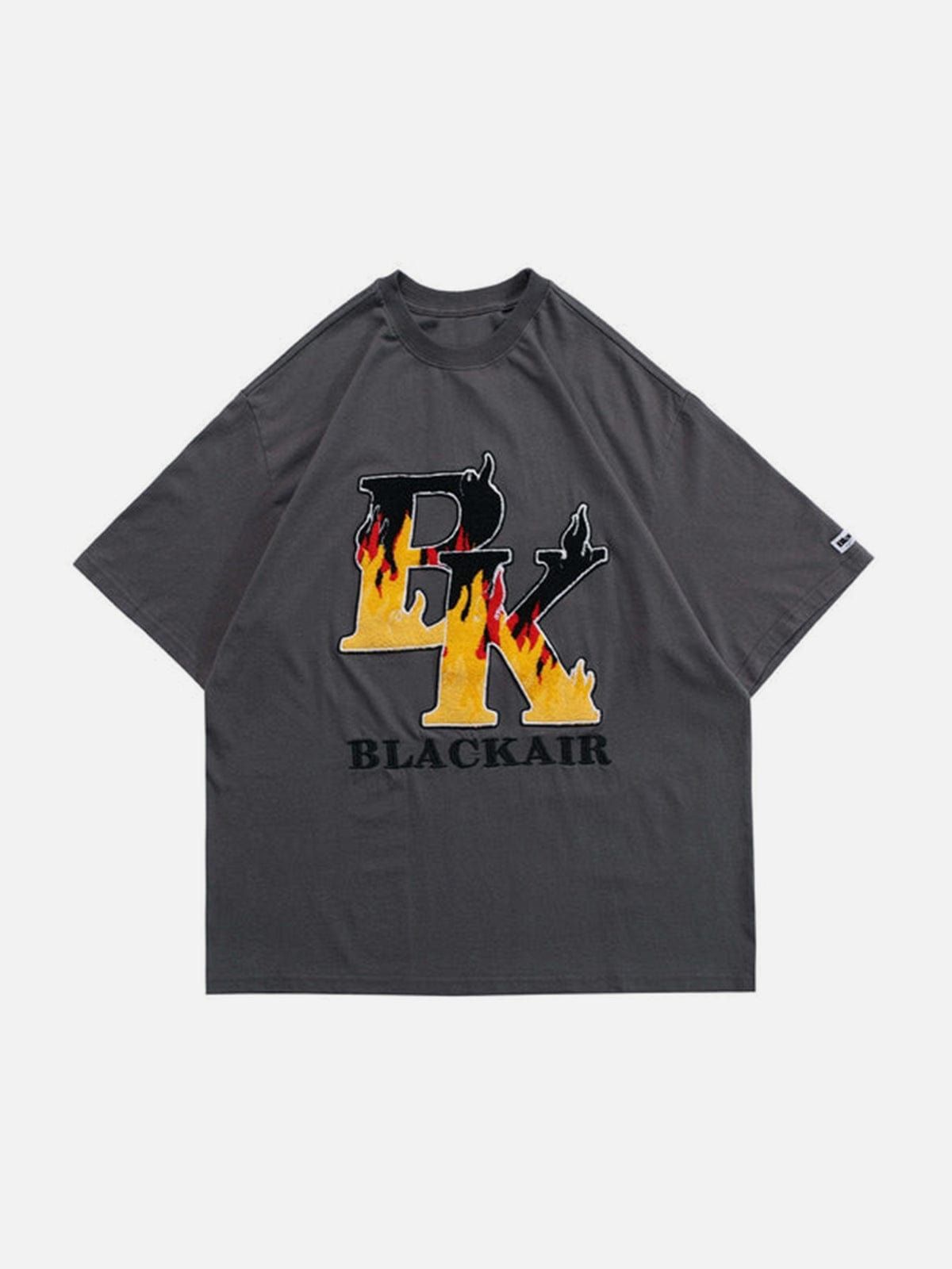 Flame Letters Embroidery T-Shirt sold by Yugen Theory product image thumbnail 3