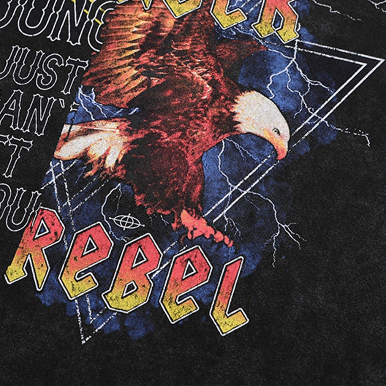 Lightning Eagle Print Washed T-Shirt sold by Yugen Theory product image thumbnail 3