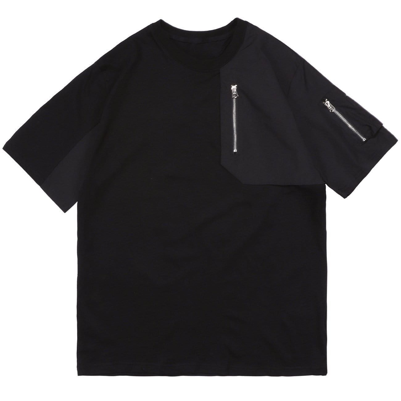 Functional Zipper Patchwork T-Shirt sold by Yugen Theory