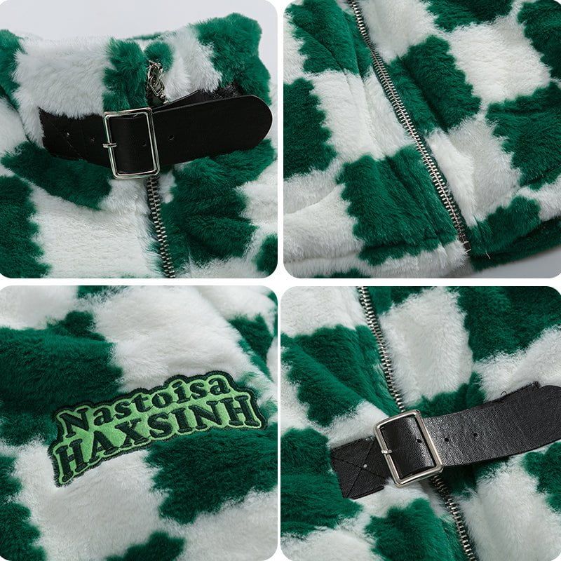Thick Plush Winter Coat Checkerboard sold by Yugen Theory product image thumbnail 5