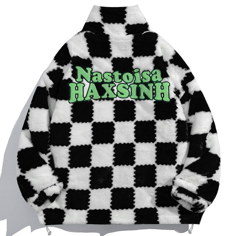 Thick Plush Winter Coat Checkerboard sold by Yugen Theory product image thumbnail 4
