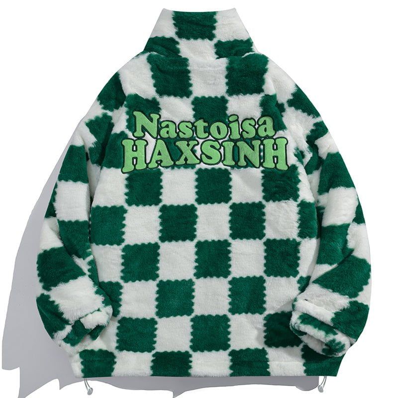 Thick Plush Winter Coat Checkerboard sold by Yugen Theory product image thumbnail 3