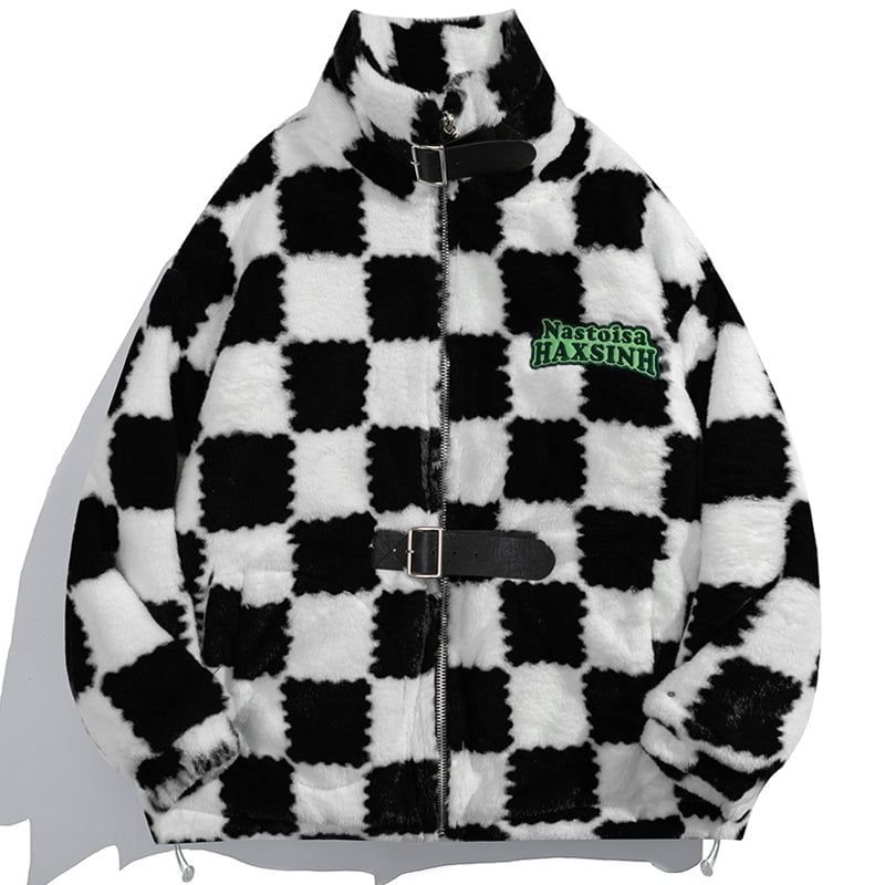 Thick Plush Winter Coat Checkerboard sold by Yugen Theory product image thumbnail 2