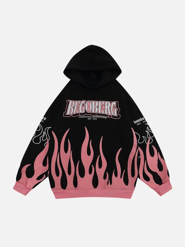 Letter Flame Print Hoodie sold by Yugen Theory