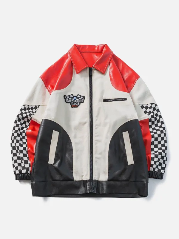 Contrasting Checkerboard Motosports Jacket sold by Yugen Theory