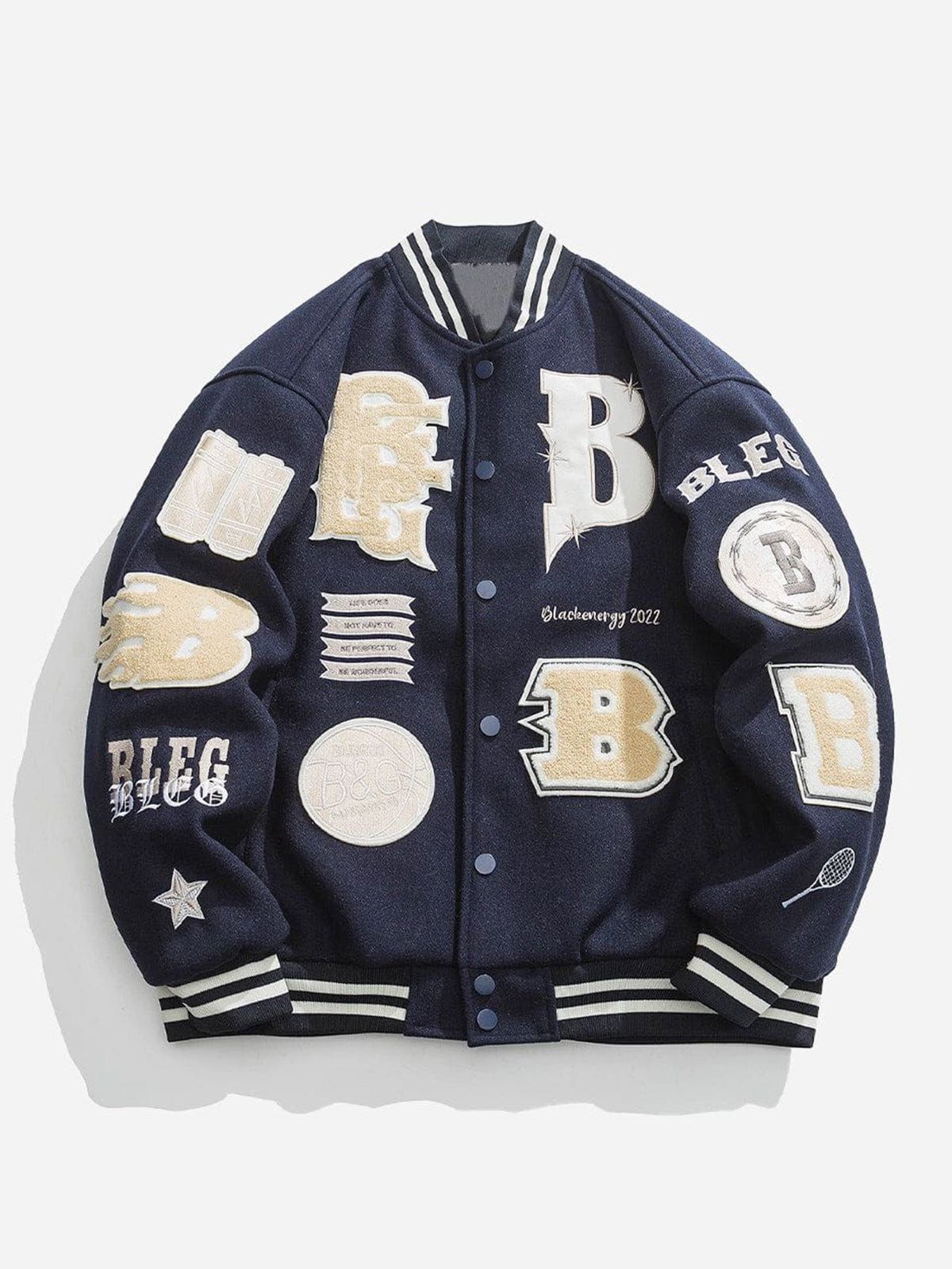 BLEG Embroidery Thicken Varsity Jacket sold by Yugen Theory