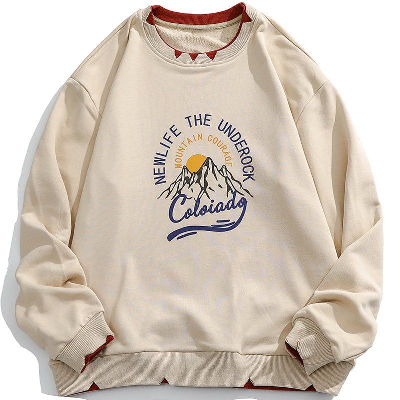 Layered Sweatshirt Mountain Print sold by Yugen Theory