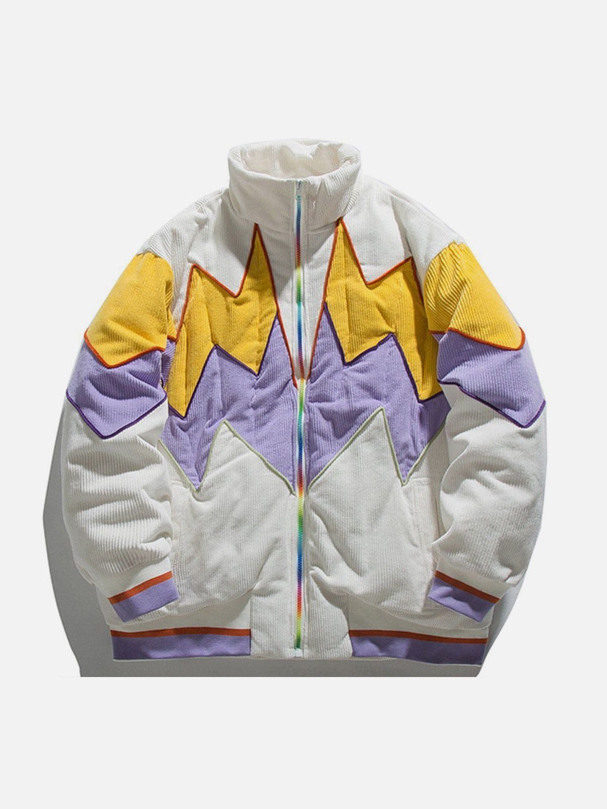 Patchwork Contrast Winter Coat sold by Yugen Theory