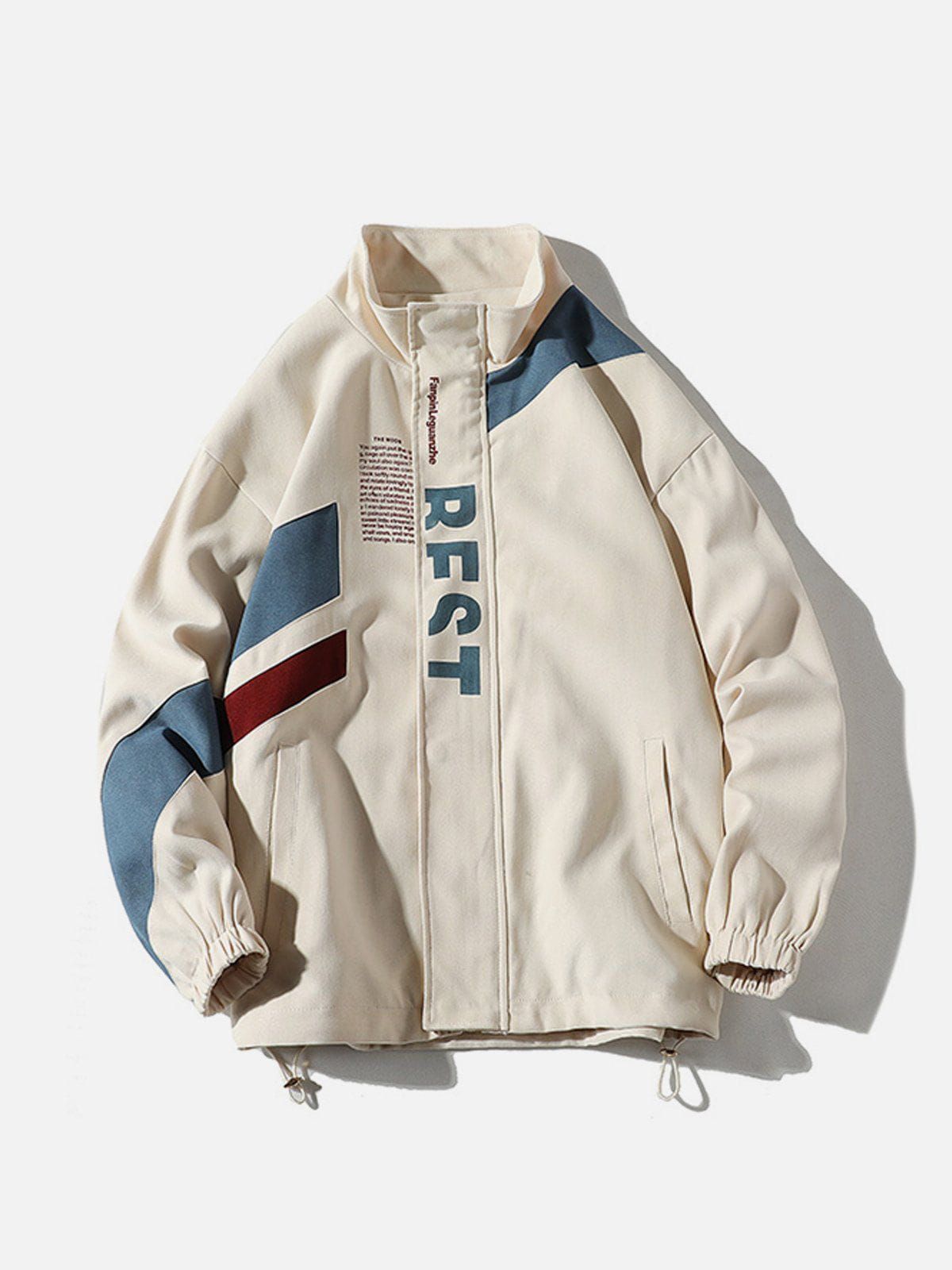 Vintage Letter Print Patchwork Jacket sold by Yugen Theory