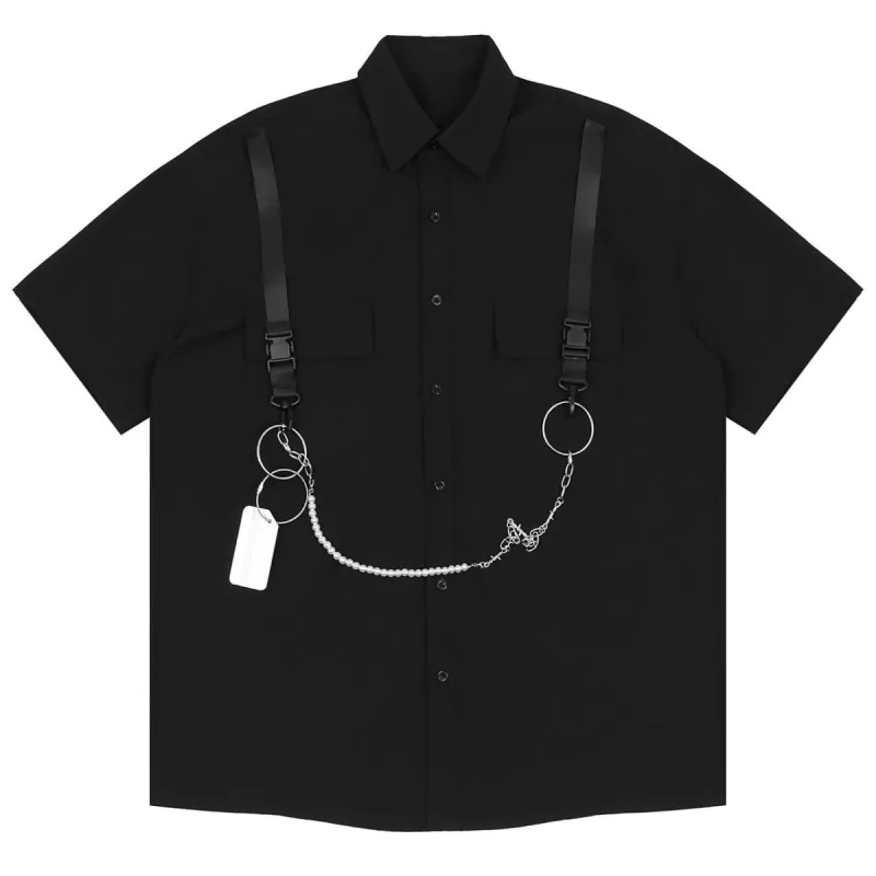 Dark Ribbon Chain Shirt sold by Yugen Theory