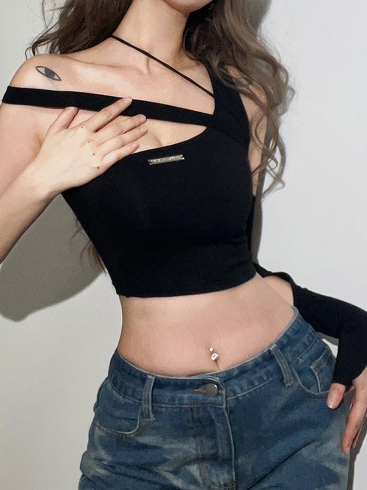 Single Shoulder Short Sleeve Shirt sold by Yugen Theory product image thumbnail 3