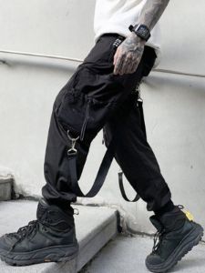 Drawstring Pockets Ribbons Cargo Pants sold by Yugen Theory