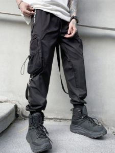 Drawstring Pockets Ribbons Cargo Pants sold by Yugen Theory