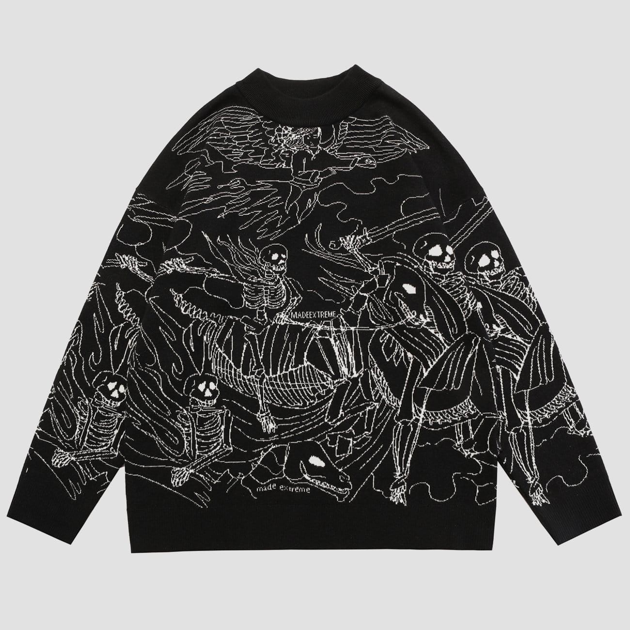 Dark Skeleton Riding Horse Knitted Sweater sold by Yugen Theory