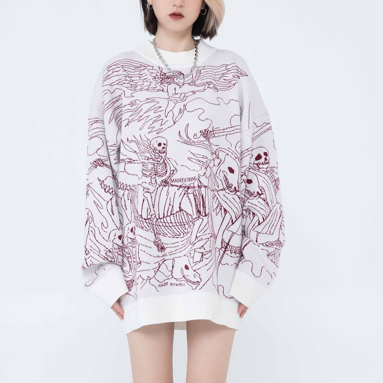 Dark Skeleton Riding Horse Knitted Sweater sold by Yugen Theory product image thumbnail 4