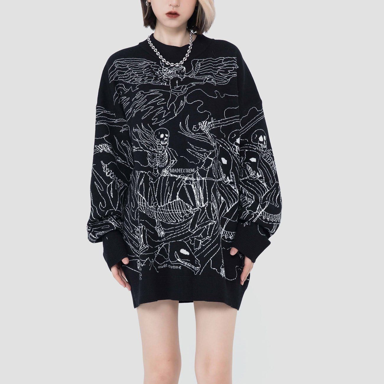 Dark Skeleton Riding Horse Knitted Sweater sold by Yugen Theory product image thumbnail 2