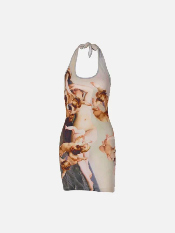 Vintage Print Halter Dress sold by Yugen Theory