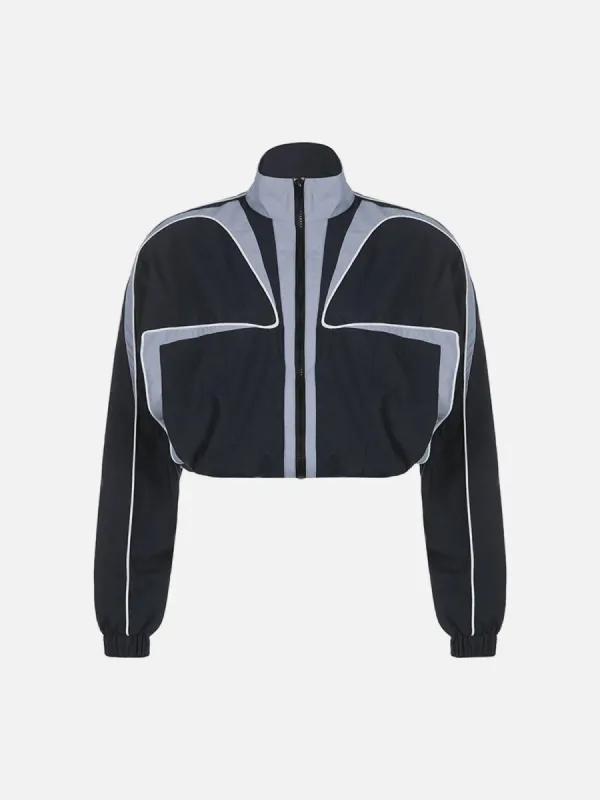 Contrast Patchwork Cropped Jacket sold by Yugen Theory
