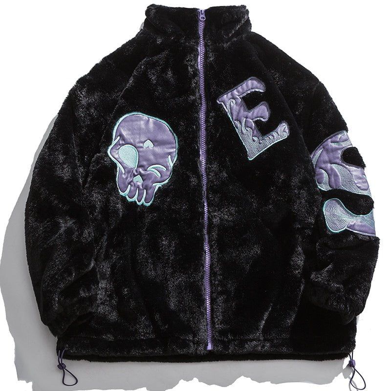 Cozy Plush Winter Coat Skull Patch sold by Yugen Theory product image thumbnail 4