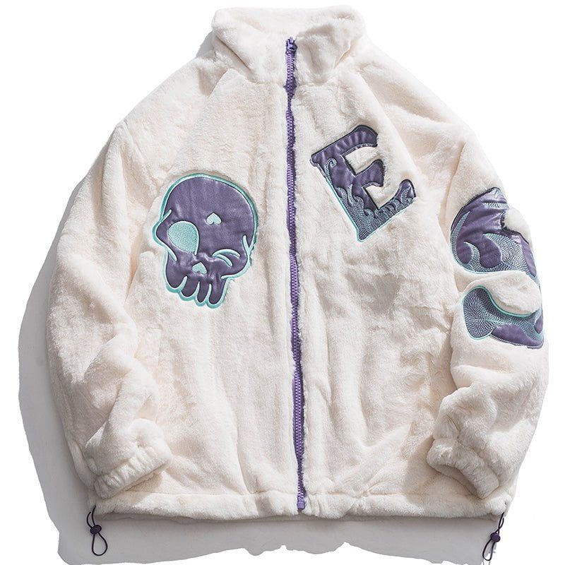 Cozy Plush Winter Coat Skull Patch sold by Yugen Theory product image thumbnail 3