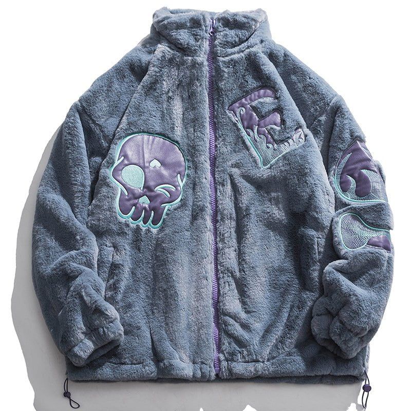 Cozy Plush Winter Coat Skull Patch sold by Yugen Theory product image thumbnail 2
