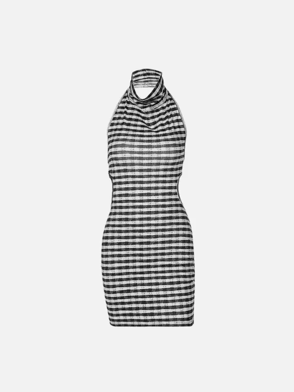 Stripe Print Cutout Halter Dress sold by Yugen Theory