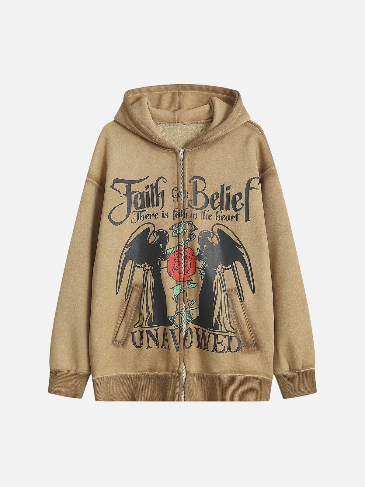 Angel Flower Print Washed Hoodie sold by Yugen Theory