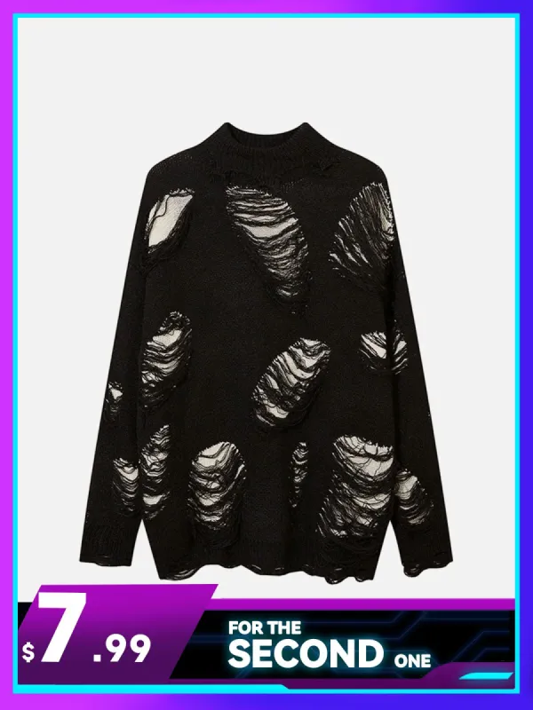 Hole Cut Out Sweater sold by Yugen Theory