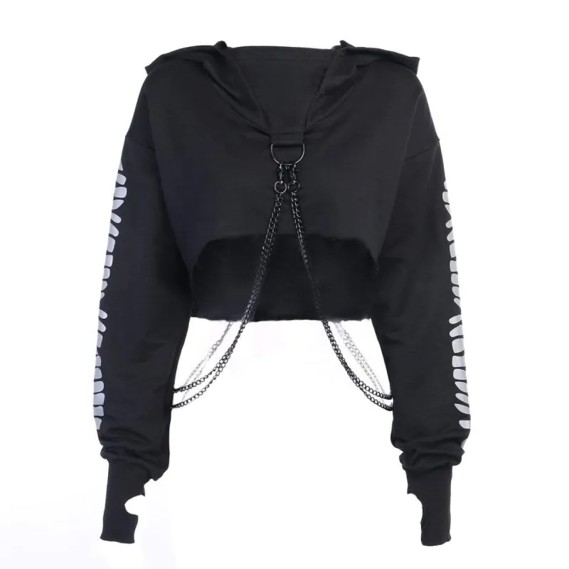 Dark Sexy Cool Butterfly Print Chain Hoodie sold by Yugen Theory