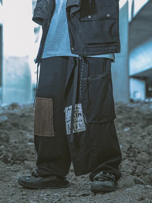 Patch Wide Legged Cargo Pants sold by Yugen Theory