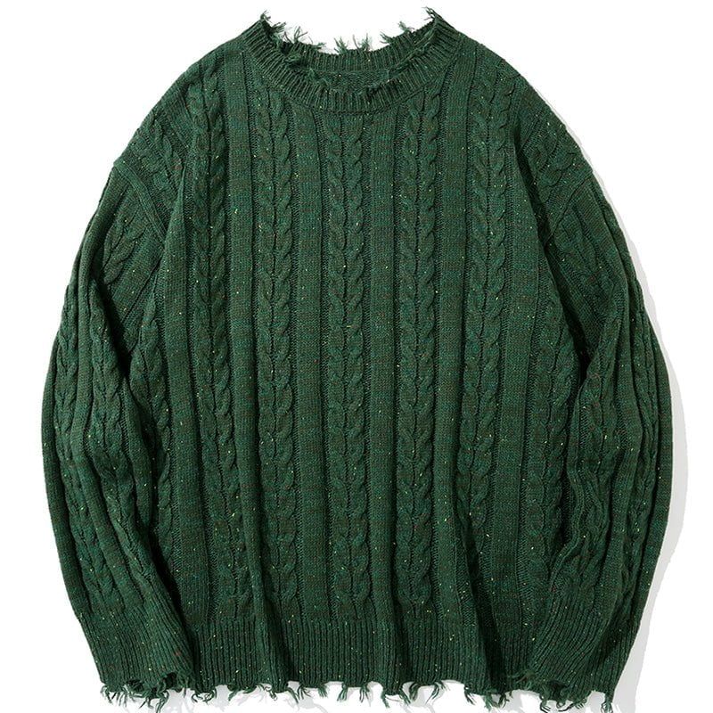 Distressed Cable Knit Sweater sold by Yugen Theory