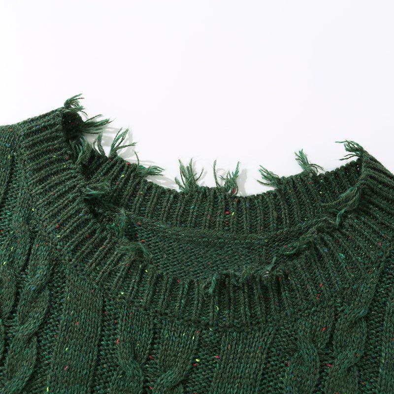 Distressed Cable Knit Sweater sold by Yugen Theory product image thumbnail 3