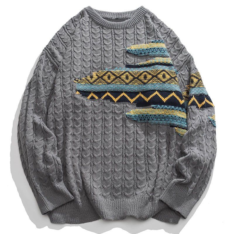 Patchwork Knit Sweater Bohemia Jacquard sold by Yugen Theory