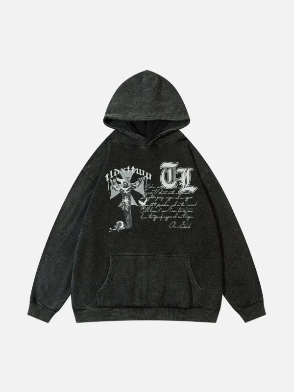 Washed Gothic Letter Hoodie sold by Yugen Theory
