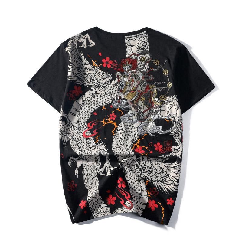 Dragon & Raijin Embroidery Japanese T-Shirt sold by Yugen Theory